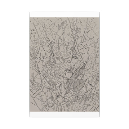 Summer Dried Flowers Minimal Line Canvas Art | Elegant Decor