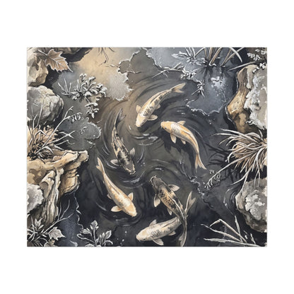 Koi Pond Canvas Art | Winter Japandi Japanese Pattern Art