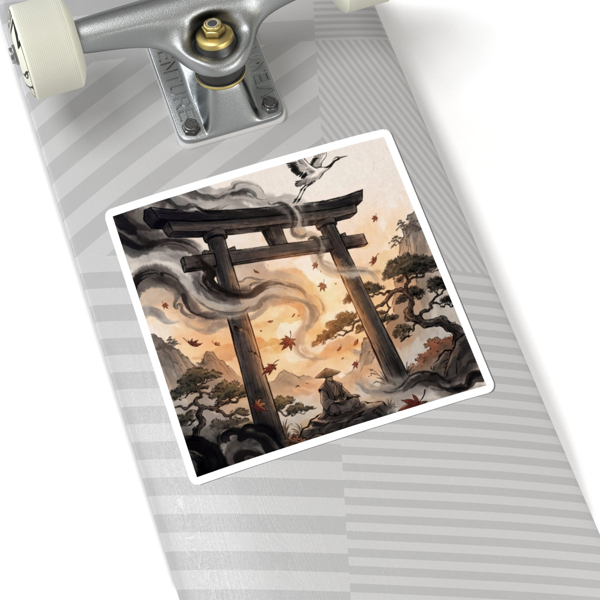 Zen Torii Gate in Golden Hour | Ukiyo E Inspired Sticker Art Print