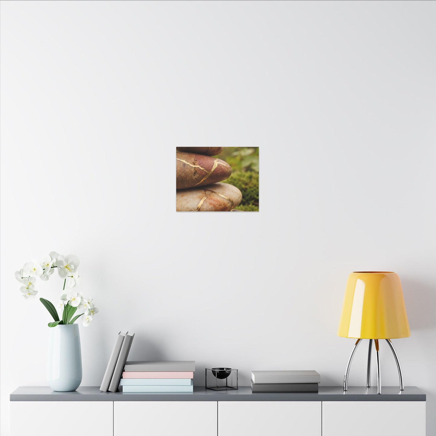 River Stones Summer Canvas Art | Kintsugi Healing Design