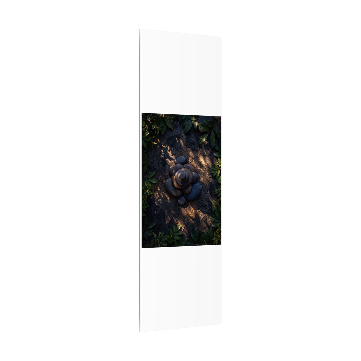 Ma River Stones Canvas Art - Dark Japandi Dark Texture