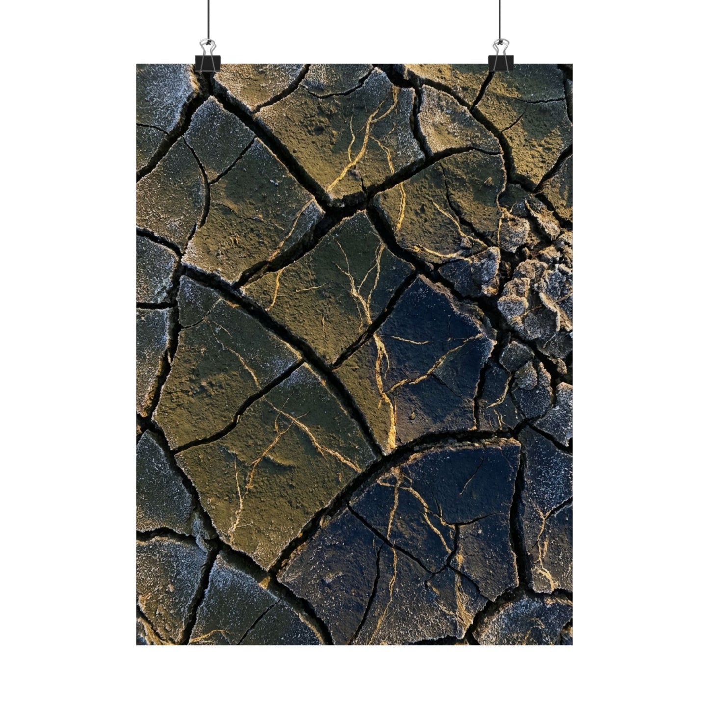 Kanso Cracked Earth Wall Art Print - Dark Japandi Moody Minimal Art Print