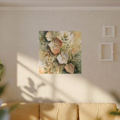 Japandi Broken Pottery in Golden Hour | Watercolor Canvas Art