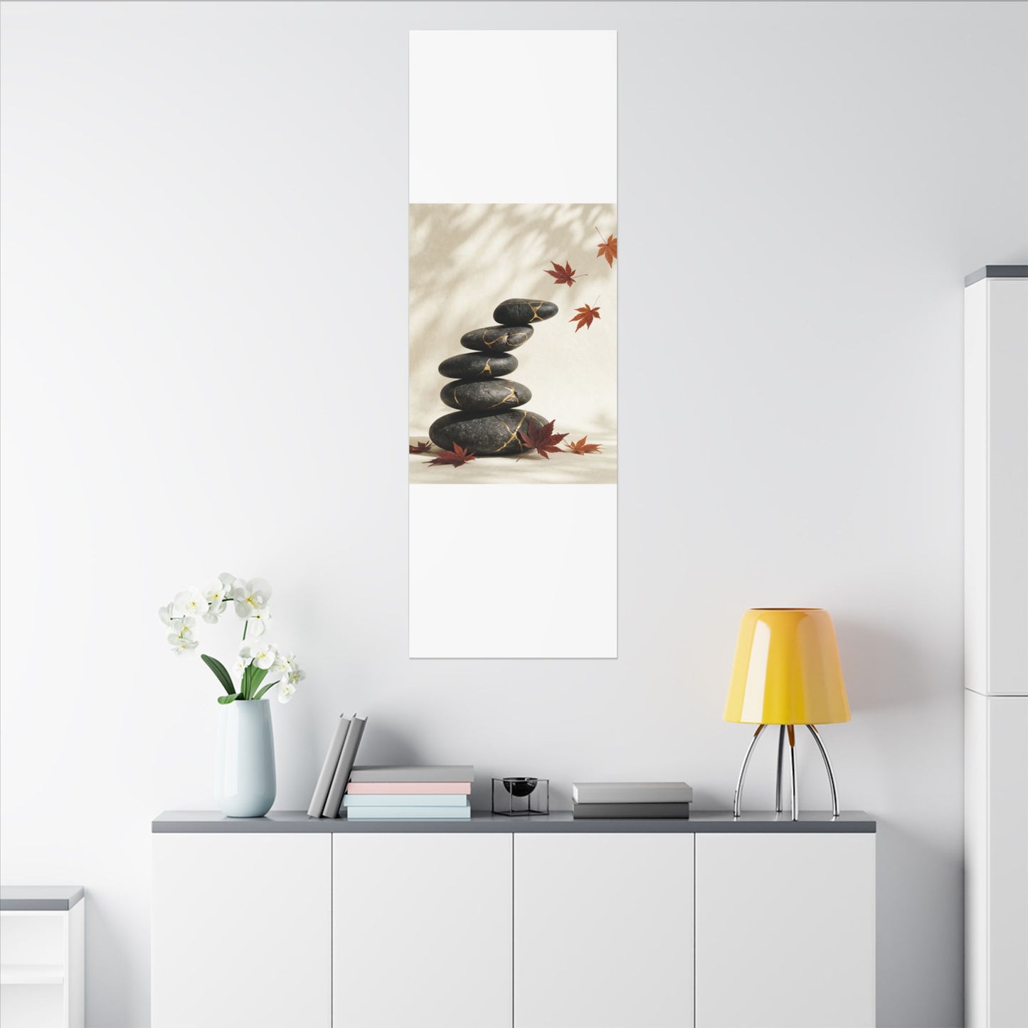 Kintsugi River Stones in Dappled | Crackle Gold Canvas Art