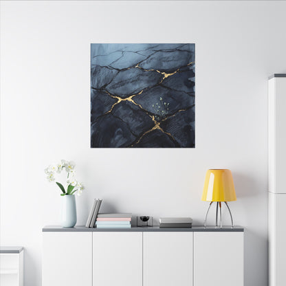 Mono No Aware Cracked Earth Canvas Art - Dark Japandi Charcoal Ink