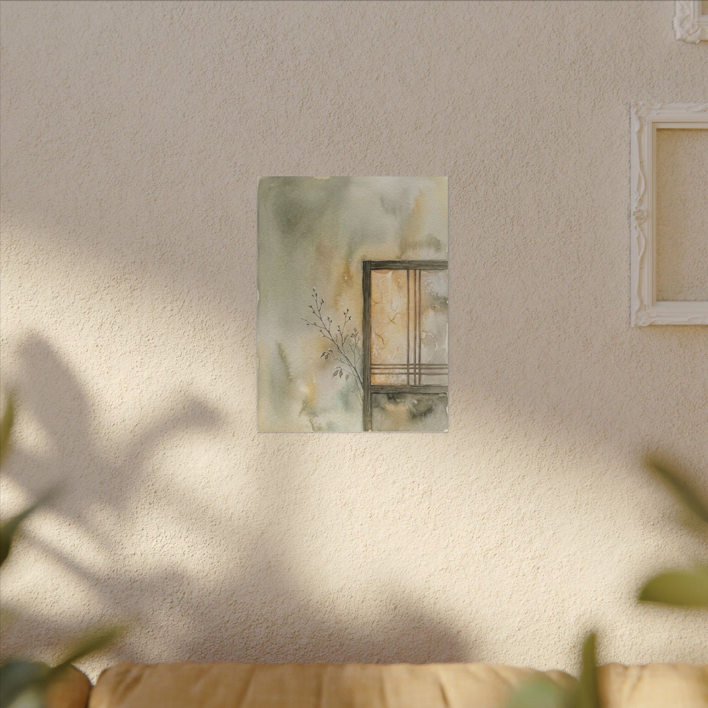 Ma Shoji Screen Canvas Art - Japandi Watercolor