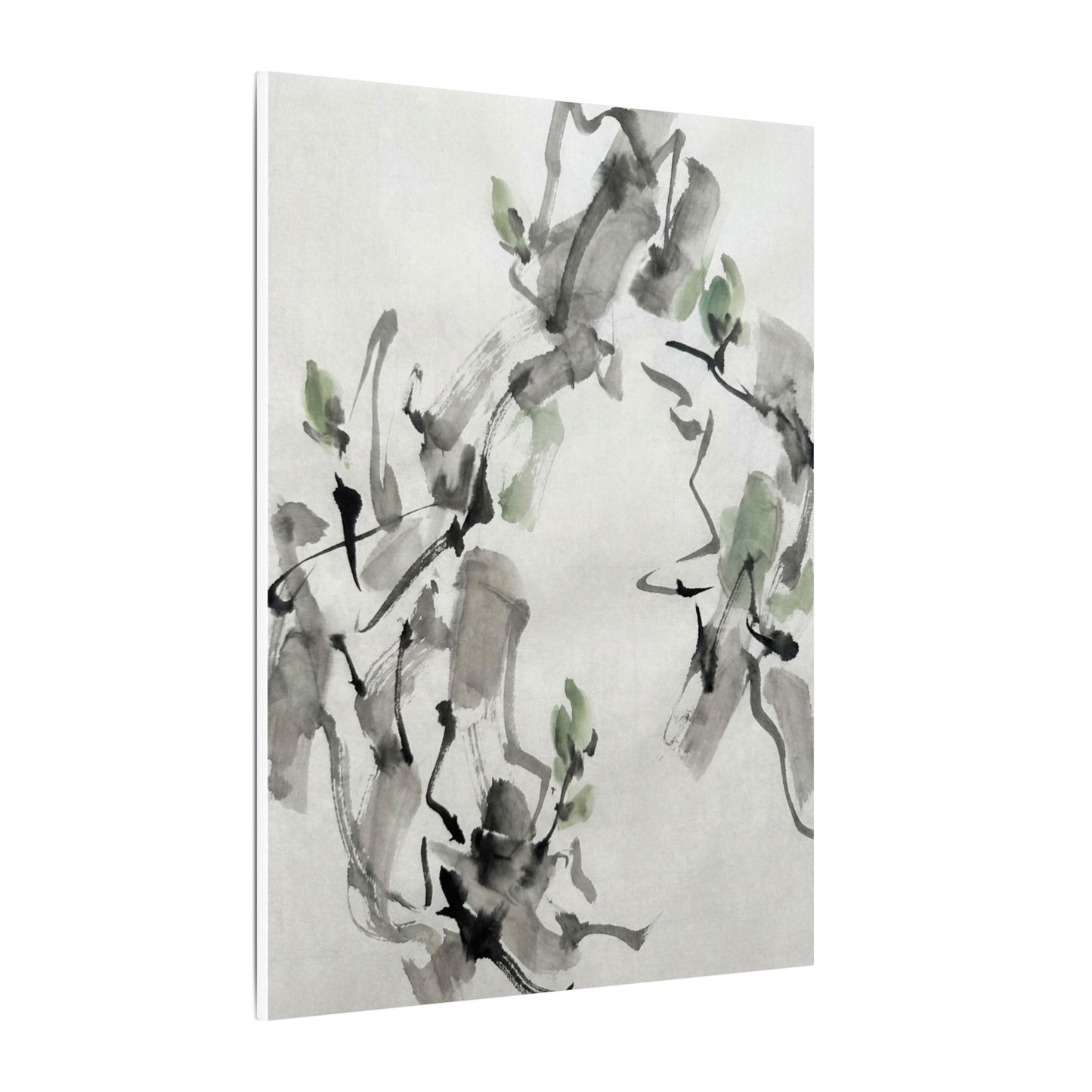 Zen Ink Brushstroke in Overcast | Sumi E Canvas Art