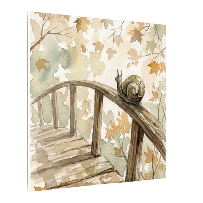 Wooden Bridge Canvas Art | Autumn Japandi Watercolor Art