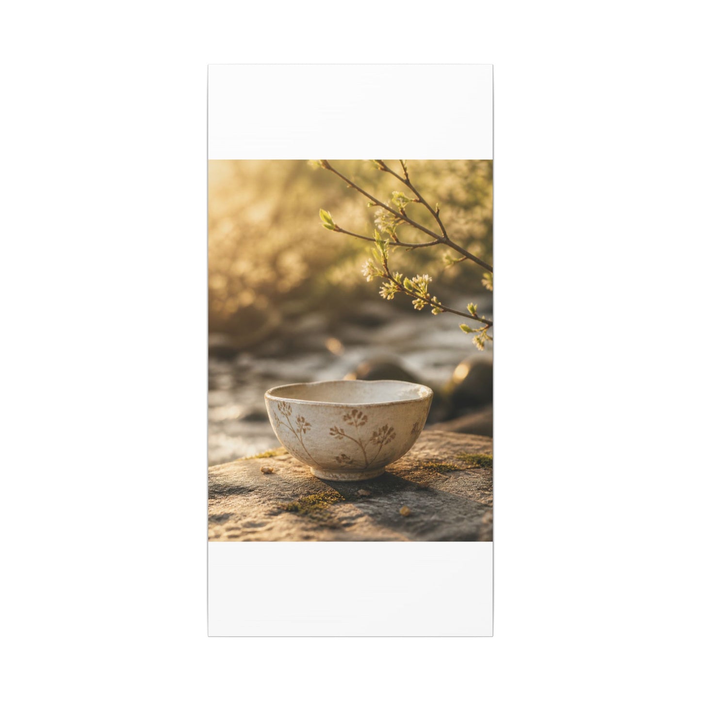 Neutral Ceramic Bowl Canvas Art - Japanese Pattern Japandi
