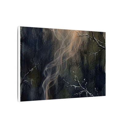 Incense Smoke Winter Canvas Art | Dark Japandi Moody Design