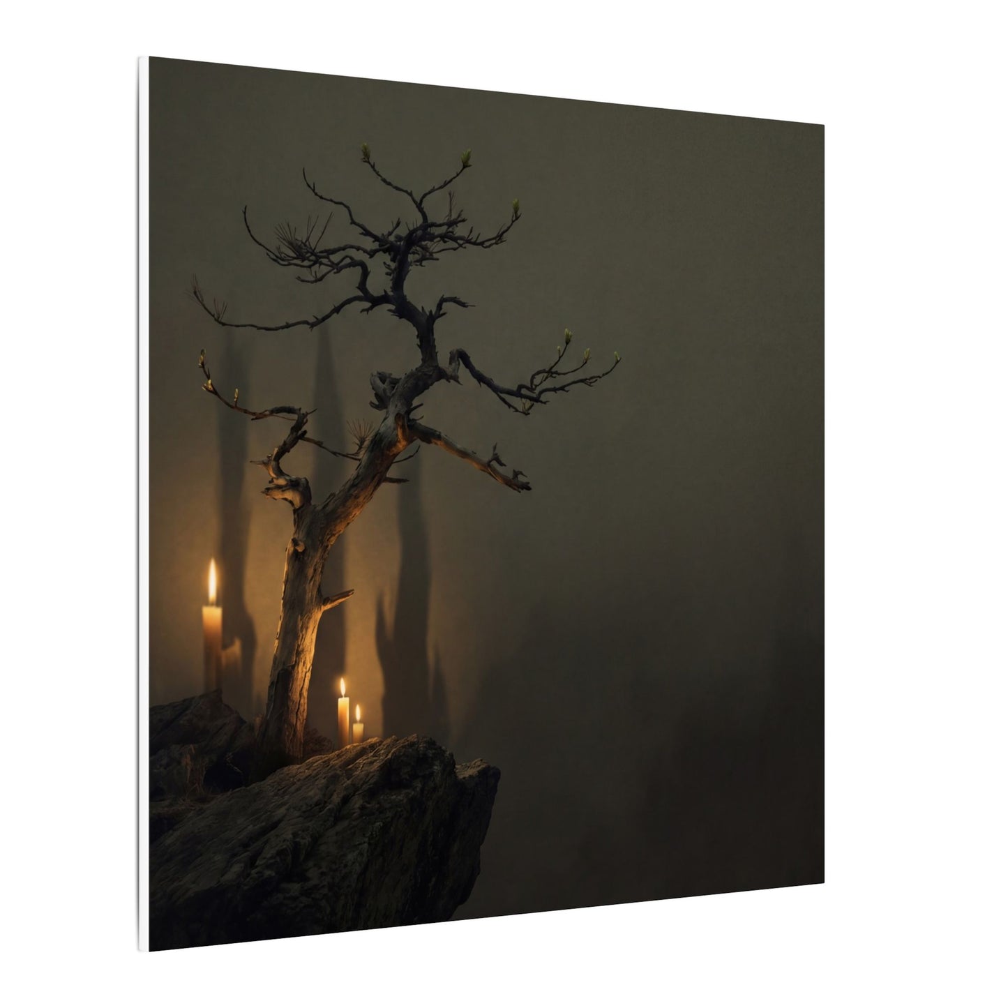 Ma Pine Tree Canvas Art - Dark Japandi Shadow Zen