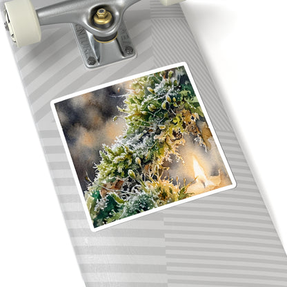 Japandi Moss Close Up in Candlelight | Watercolor Sticker