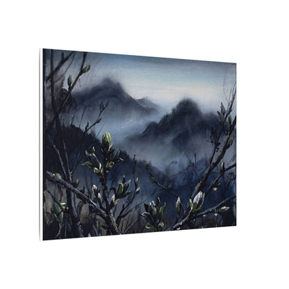 Mountain Mist Spring Canvas Art | Dark Japandi Atmospheric Design