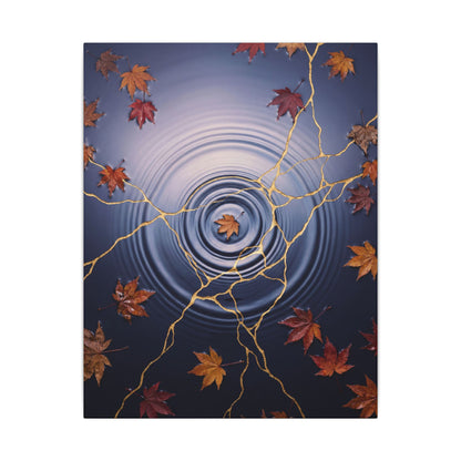 Kintsugi Water Ripple in Dawn | Gold Vein Canvas Art