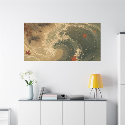 Japandi Ocean Wave in Candlelight | Japanese Pattern Canvas Art