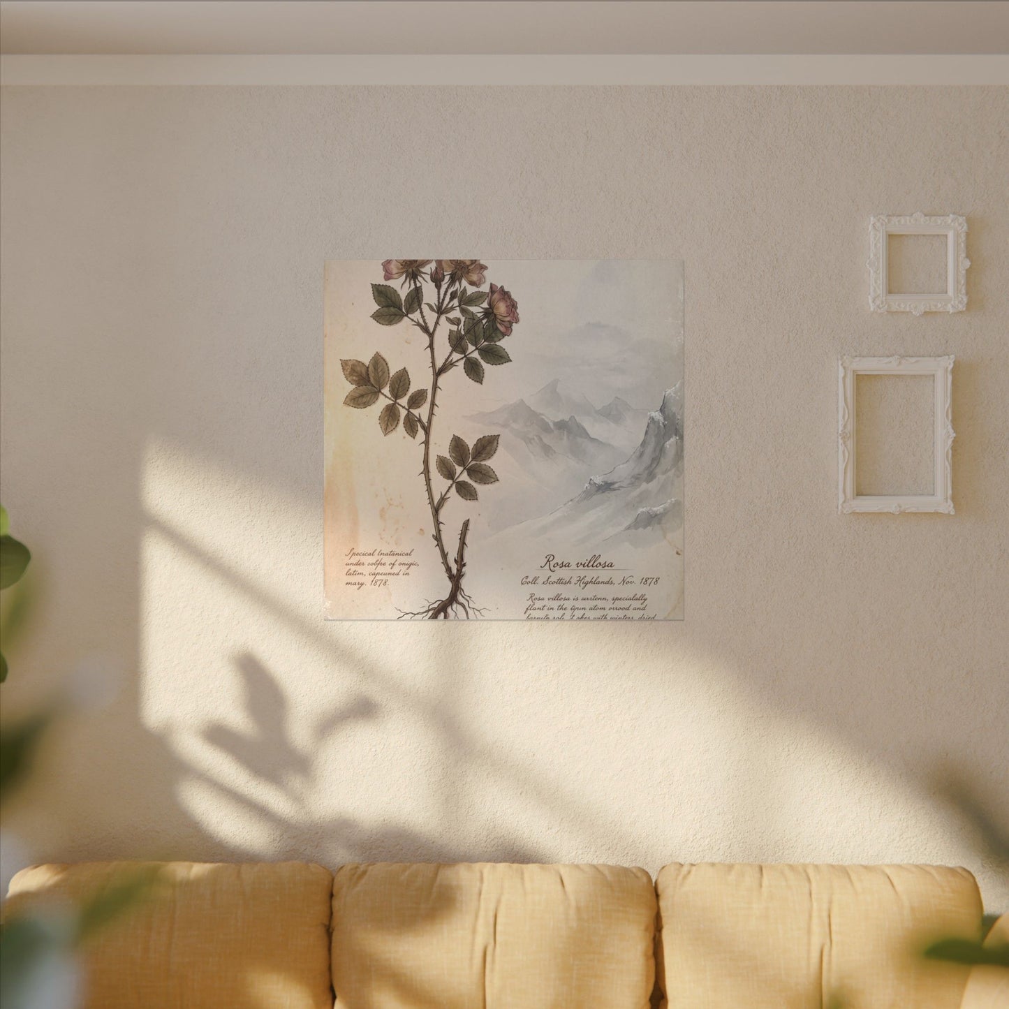Winter Mountain Mist Herbarium Canvas Art | Earthy Decor