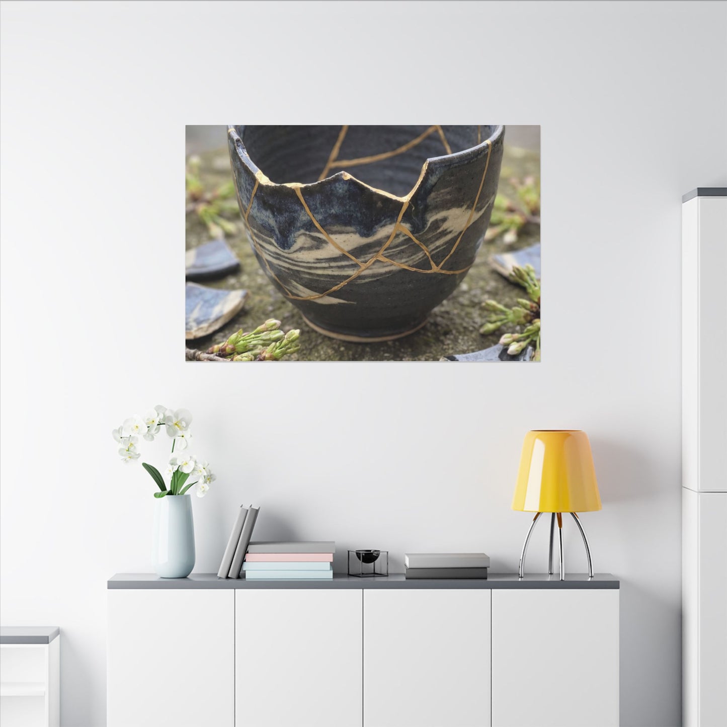 Datsuzoku Ceramic Bowl Canvas Art - Kintsugi Gold Repair