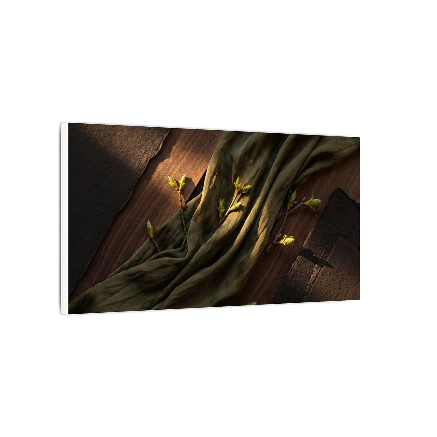 Silk Drape Canvas Art | Spring Dark Japandi Dark Texture Art
