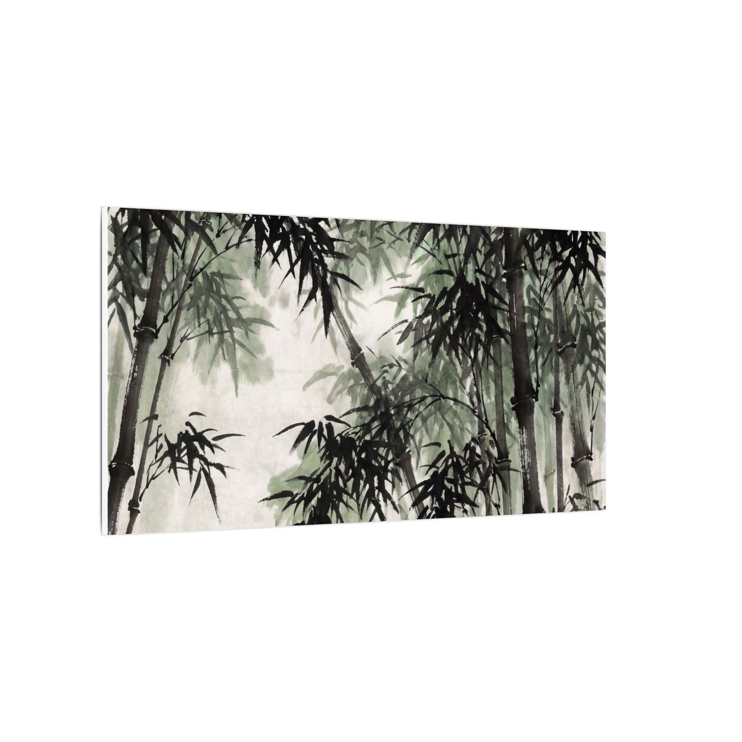 Zen Bamboo Grove in Overcast | Sumi E Canvas Art