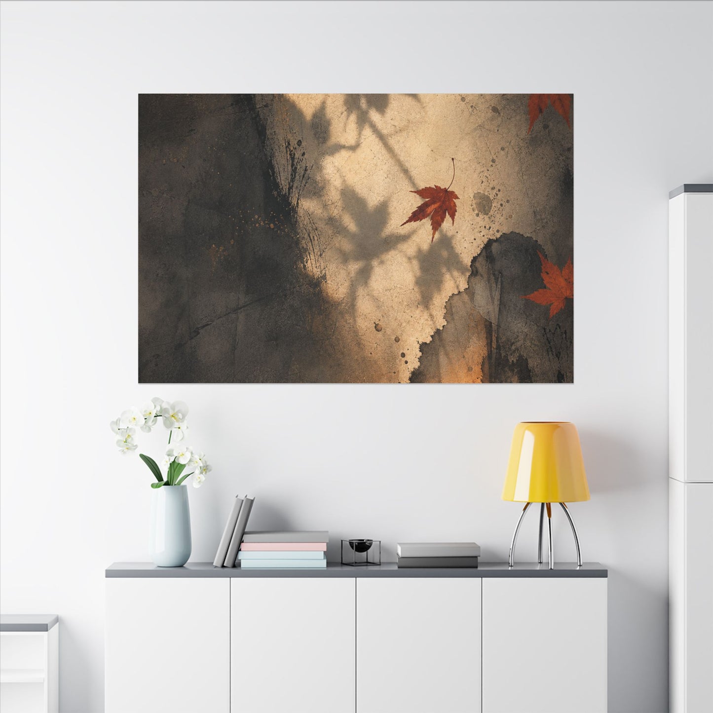 Shadow Play Texture Canvas Art | Neutral Japandi Art