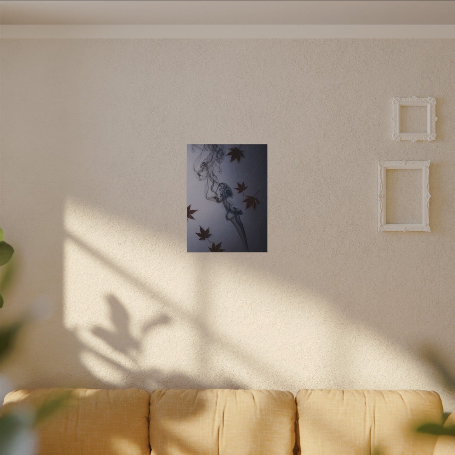 Dark Japandi Incense Smoke in Dawn | Moody Minimal Canvas Art
