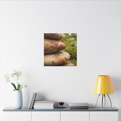 River Stones Summer Canvas Art | Kintsugi Healing Design