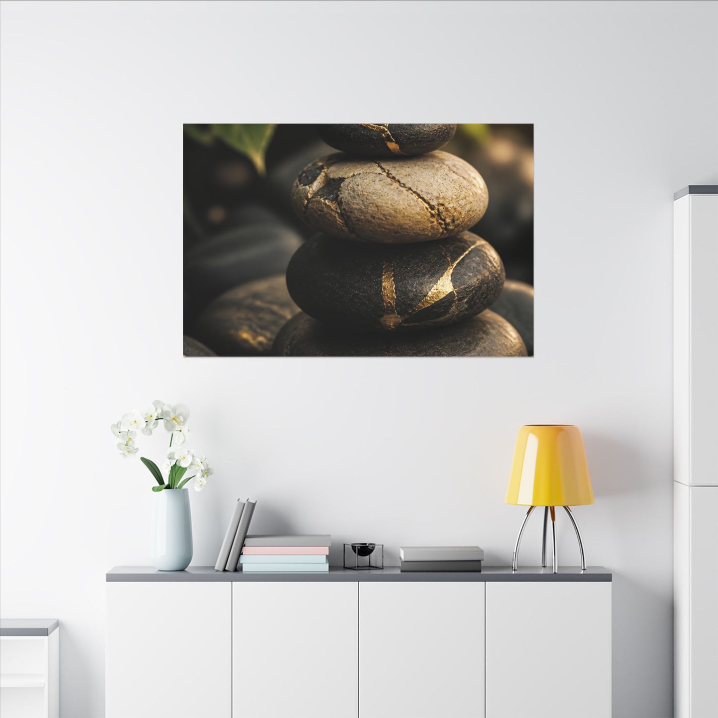 Summer River Stones Broken Beauty Canvas Art | Healing Decor