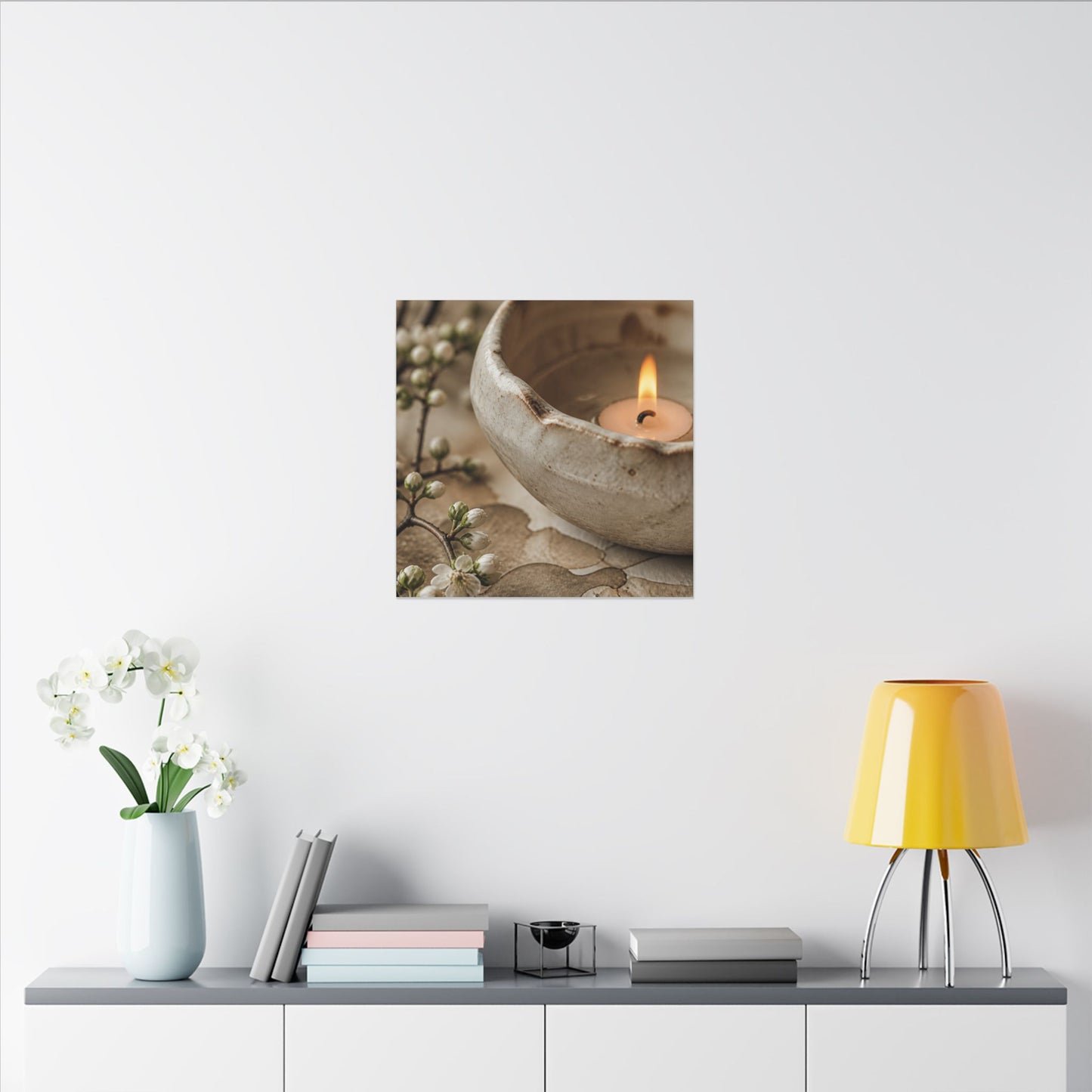 Kanso Ceramic Bowl Canvas Art - Japandi Watercolor