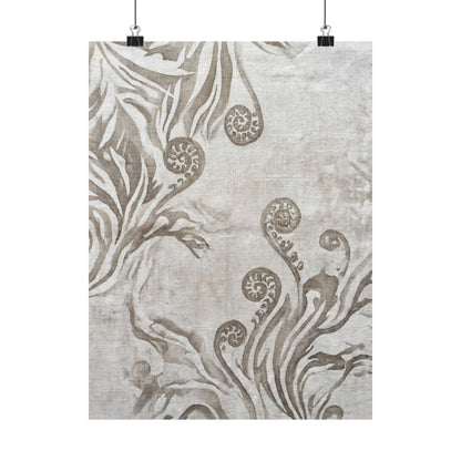 Fern Unfurling Japanese Pattern Wall Art Print | Neutral Japandi Art Art Print