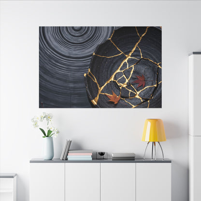 Philosophical Water Ripple Canvas Art - Gold Repair Kintsugi