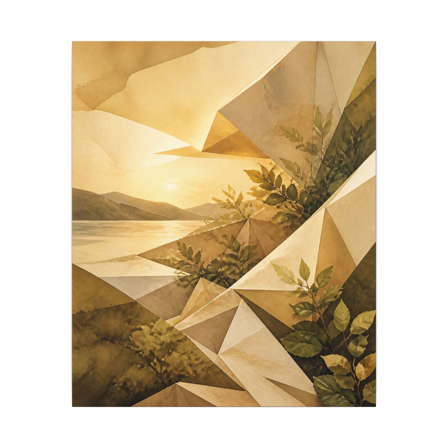 Golden Hour Paper Fold Canvas Art - Japandi Ma