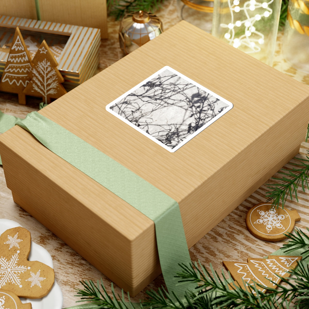 Shadow Play Sticker | Winter Japandi Japanese Pattern Art