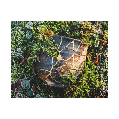 Artful Moss Close Up Canvas Art - Gold Repair Kintsugi