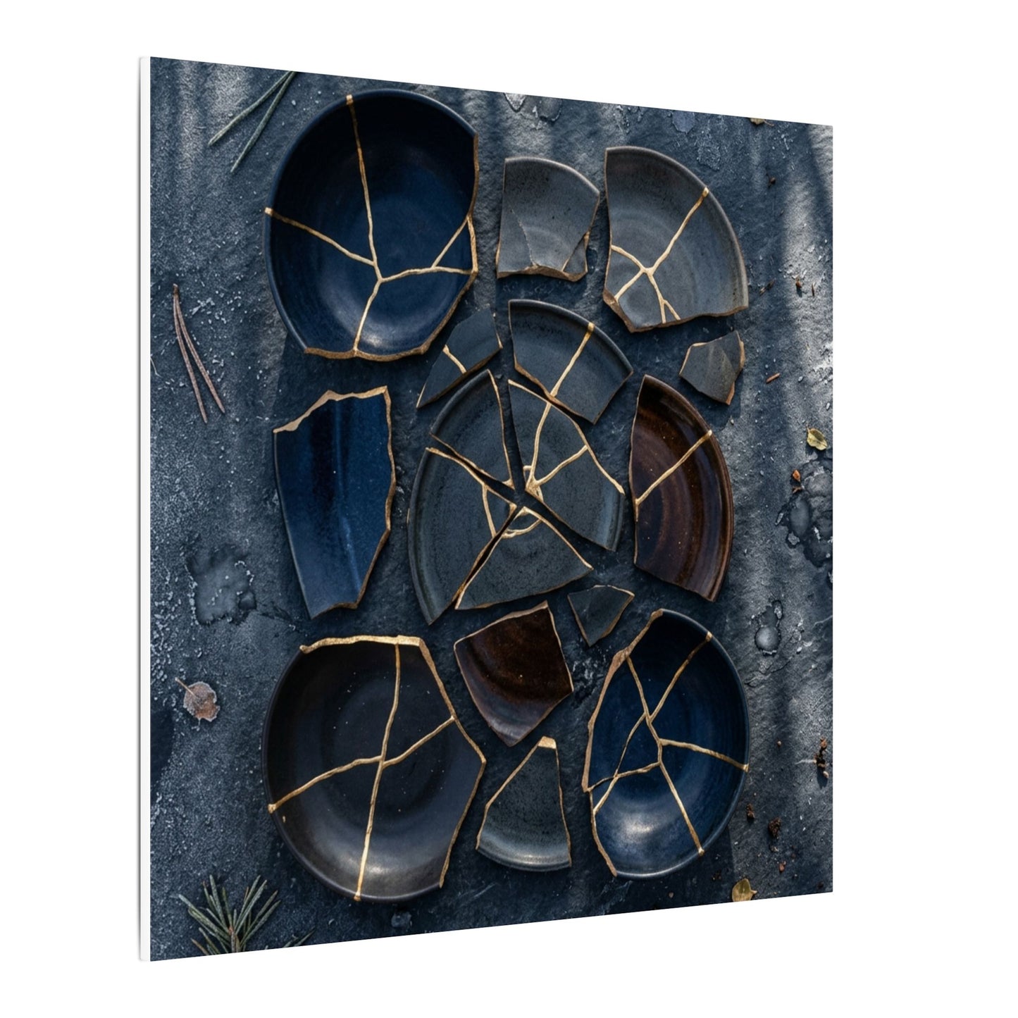 Dark Japandi Broken Pottery in Dappled | Shadow Zen Canvas Art