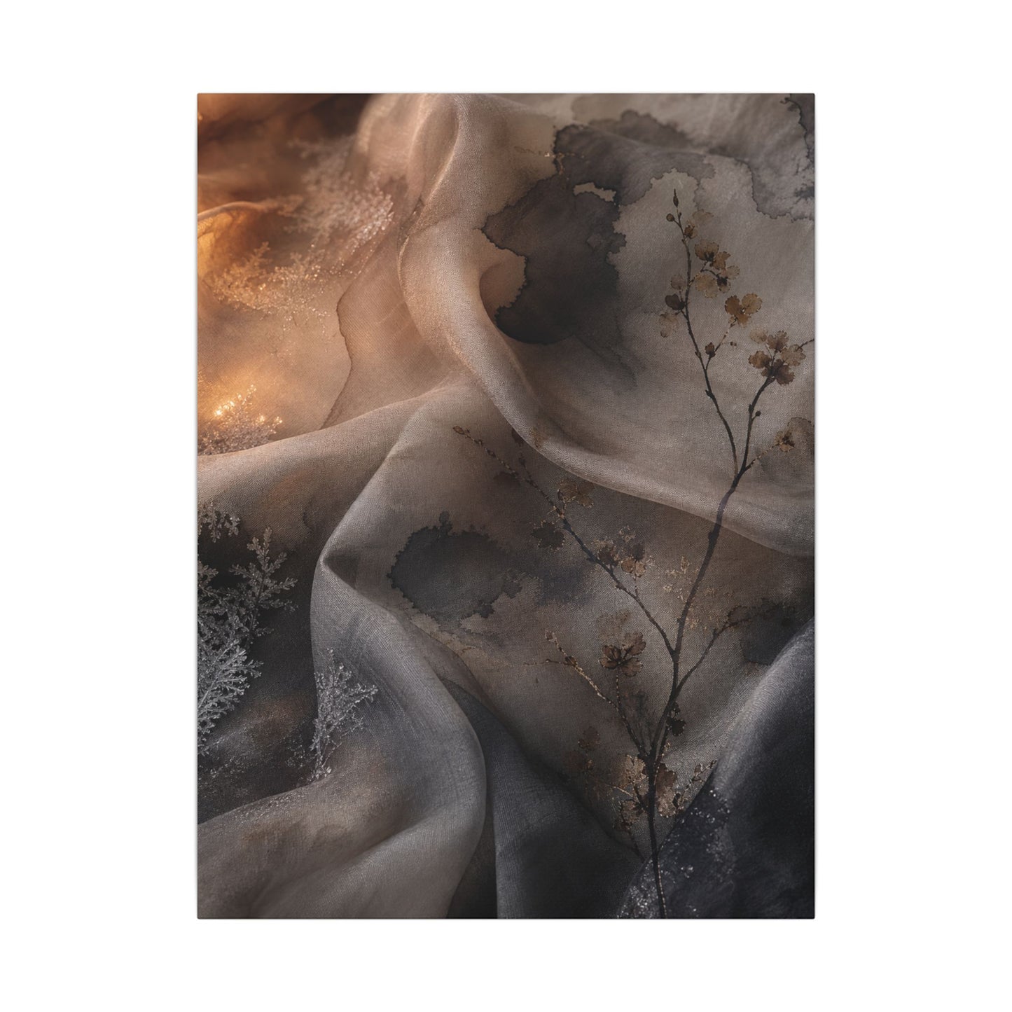 Japandi Silk Drape in Candlelight | Watercolor Canvas Art