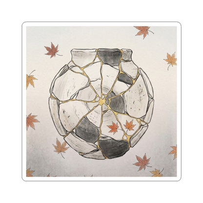 Autumn Broken Pottery Minimal Line Sticker | Neutral Decor Art Print