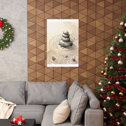Ma River Stones Wall Art Print - Zen Karesansui