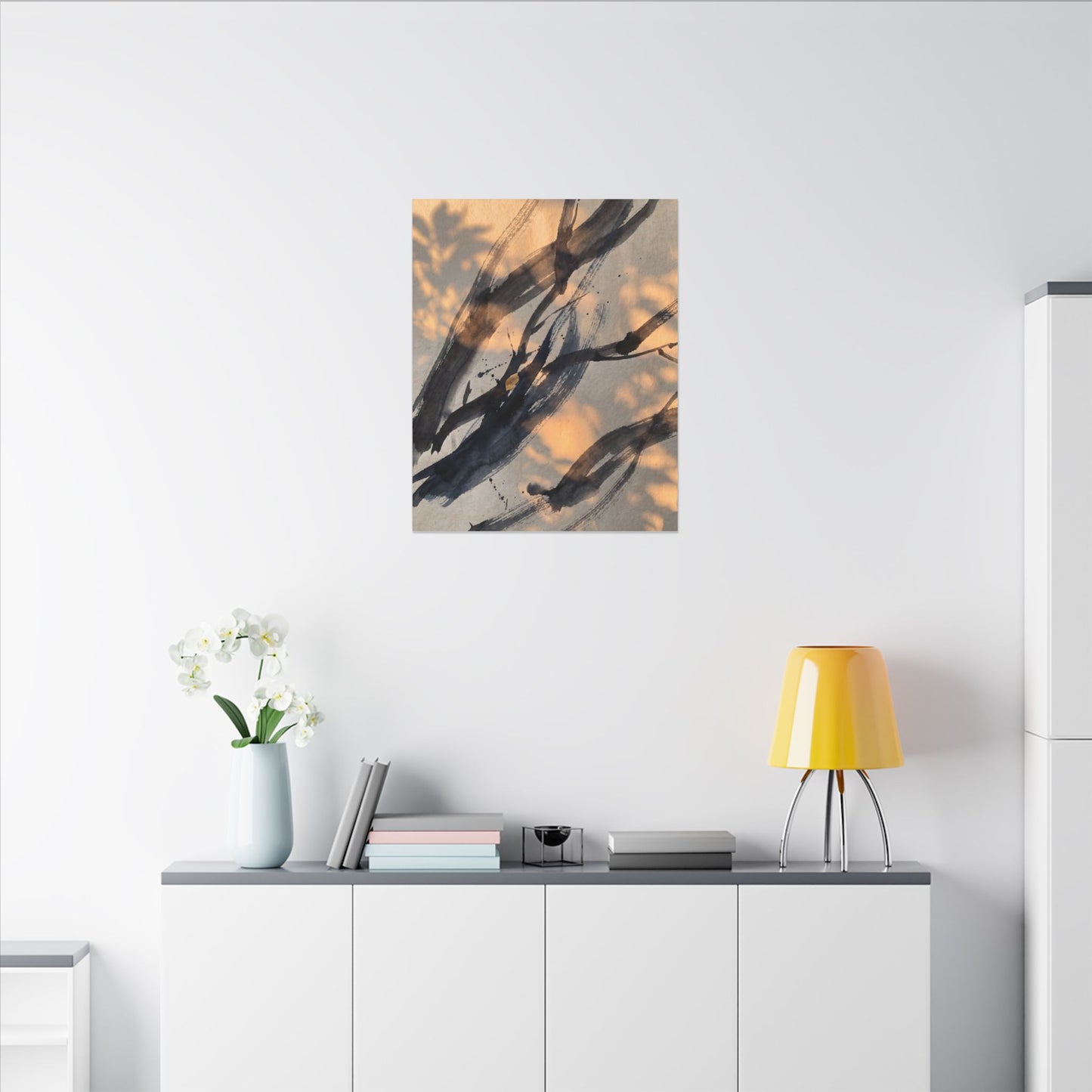 Datsuzoku Ink Brushstroke Canvas Art - Dark Japandi Shadow Zen