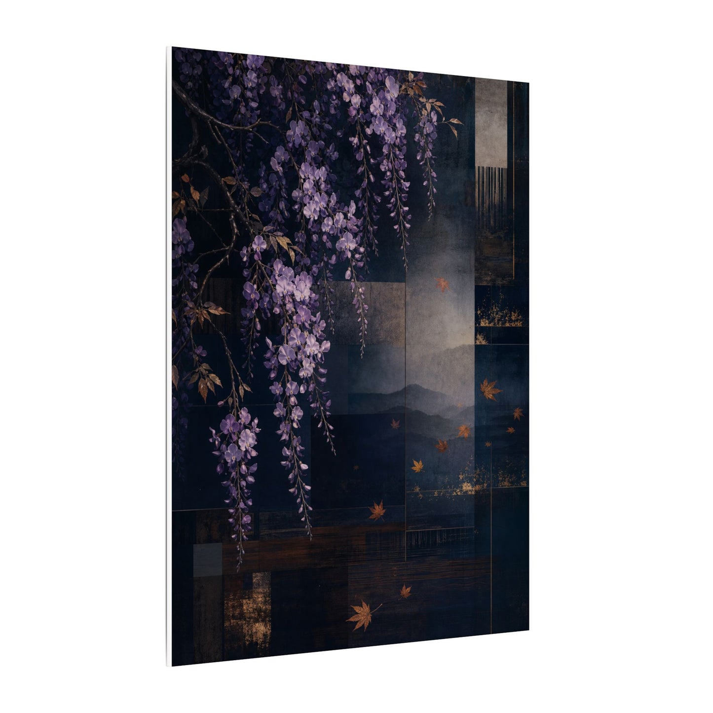 Dawn Wisteria Canvas Art - Dark Japandi Fukinsei