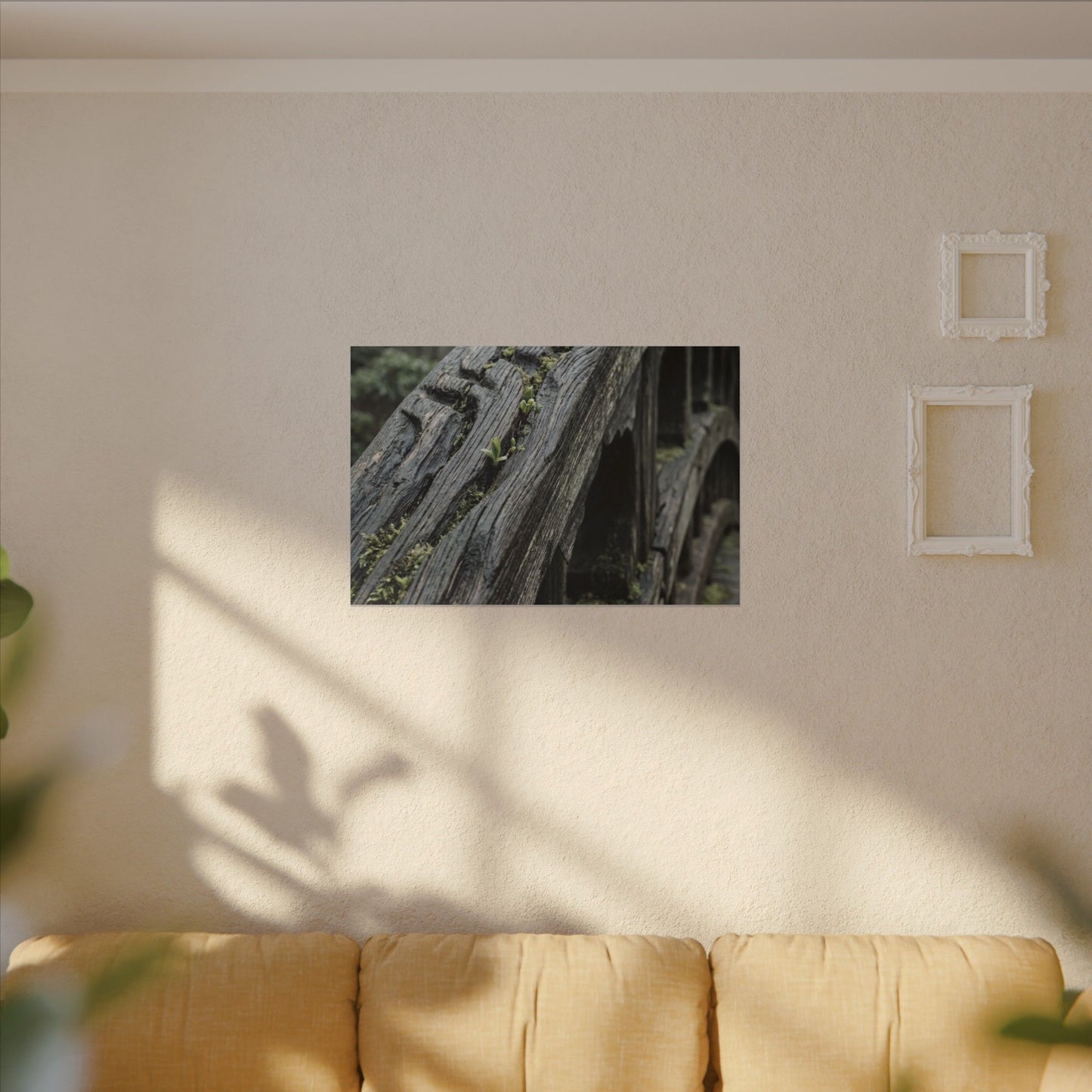 Overcast Wooden Bridge Canvas Art - Japandi Kanso