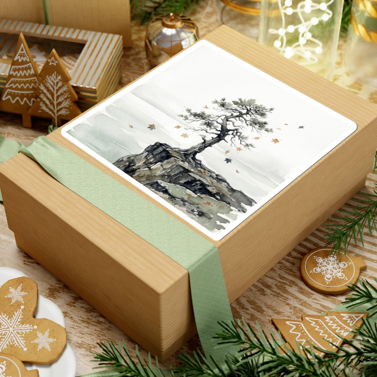 Pine Tree Sticker | Autumn Japandi Watercolor Art