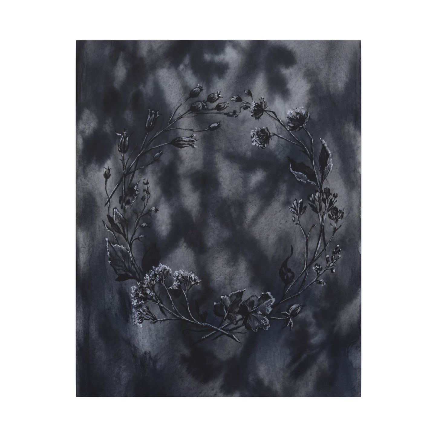 Dried Flowers Canvas Art | Winter Dark Japandi Shadow Zen Art