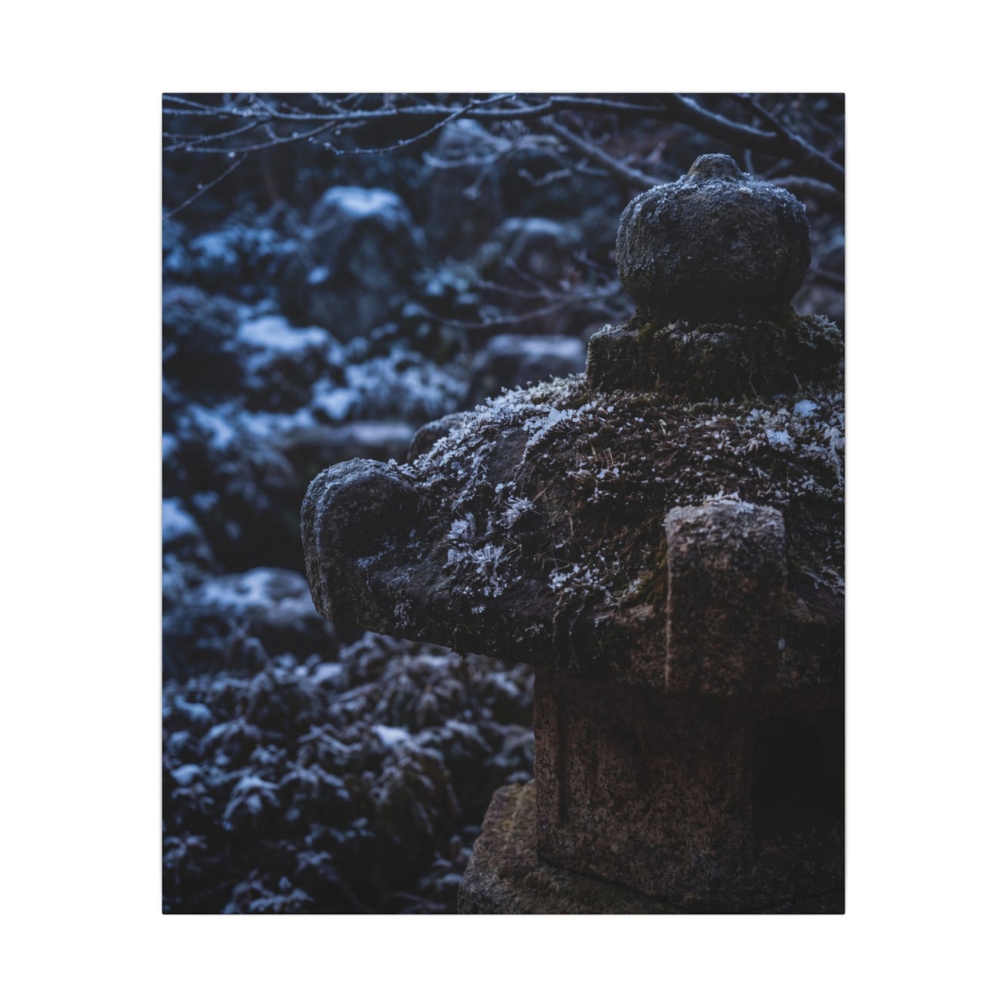 Moody Stone Lantern Canvas Art - Shadow Zen Dark Japandi