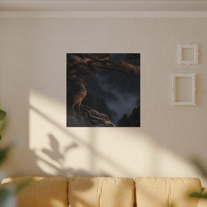 Bold Pine Tree Canvas Art - Shadow Zen Dark Japandi
