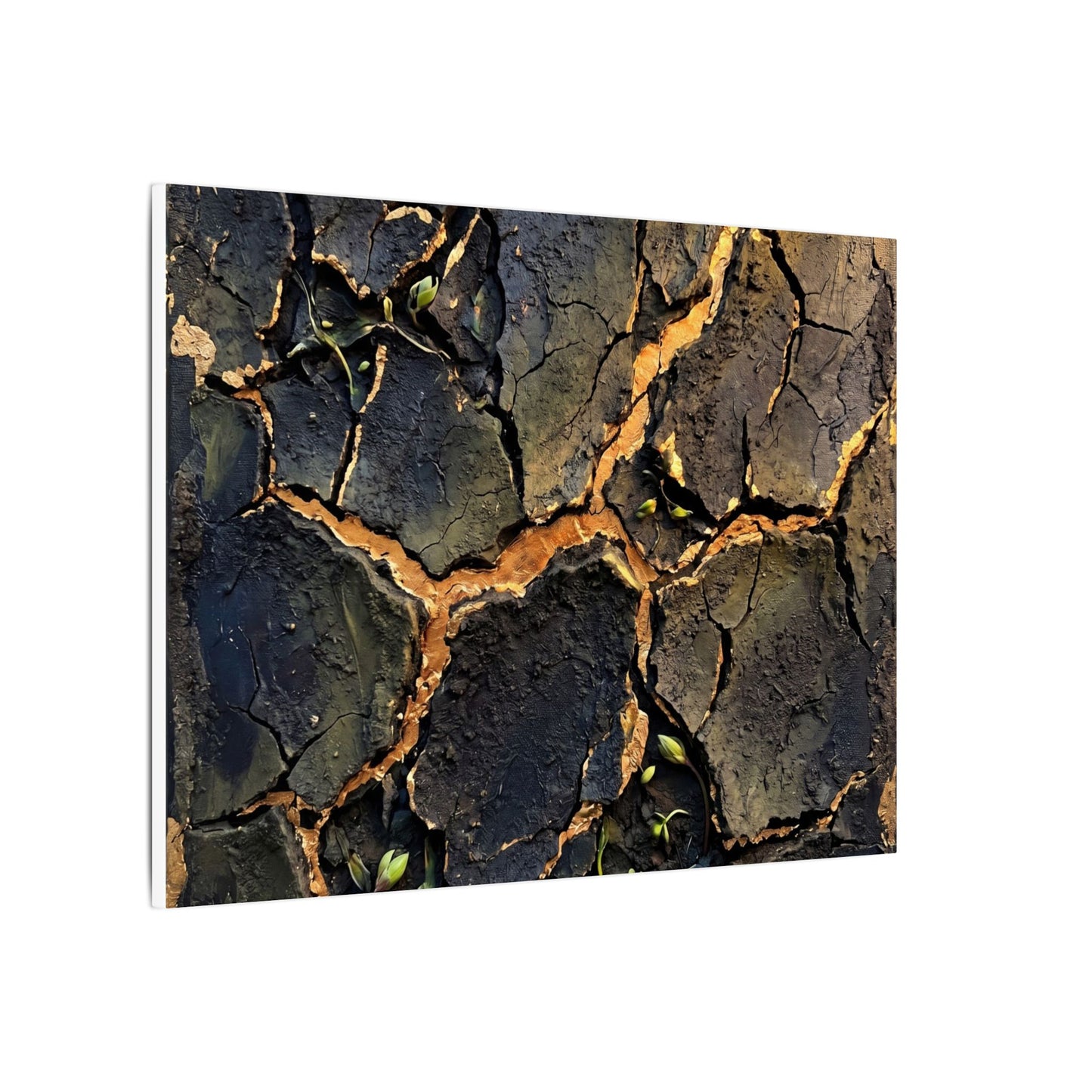 Cracked Earth Spring Canvas Art | Dark Japandi Atmospheric Design