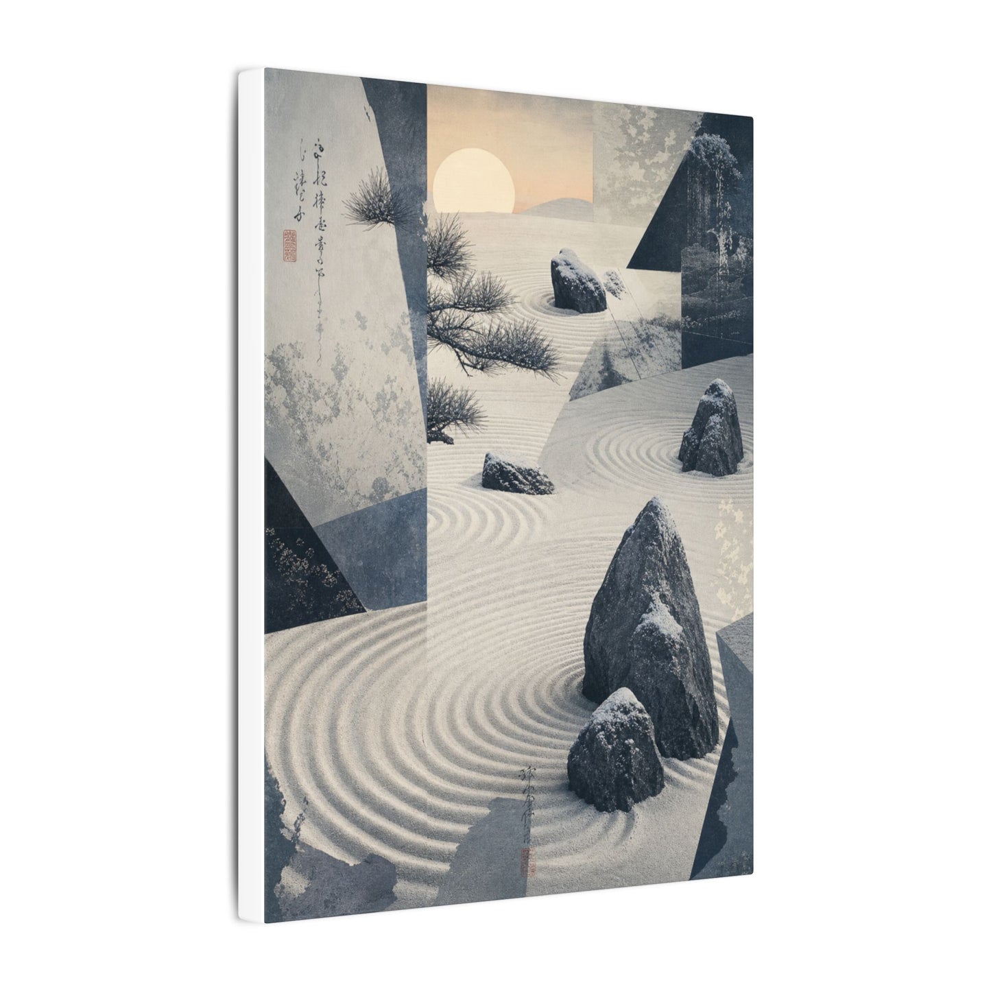 Seijaku Rock Garden Canvas Art - Zen Ukiyo E Inspired