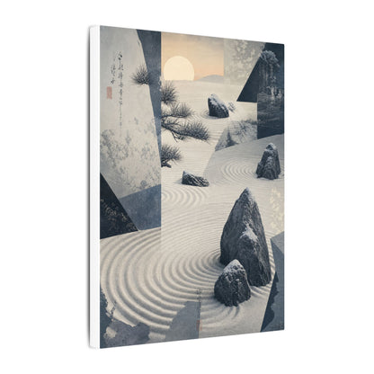 Seijaku Rock Garden Canvas Art - Zen Ukiyo E Inspired