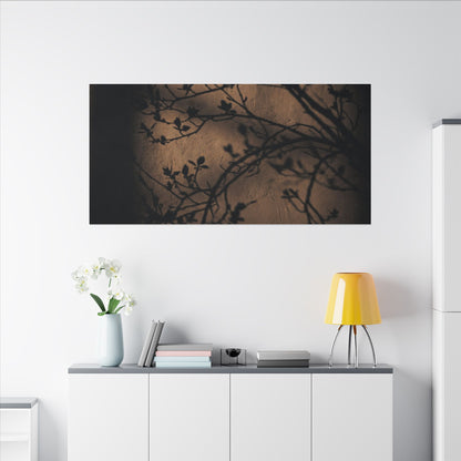Dark Japandi Shadow Play in Golden Hour | Shadow Zen Canvas Art