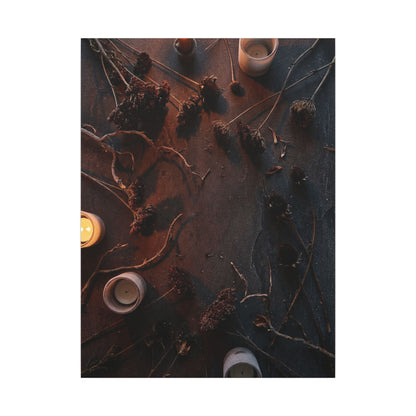 Dried Flowers Canvas Art | Winter Dark Japandi Moody Minimal Art