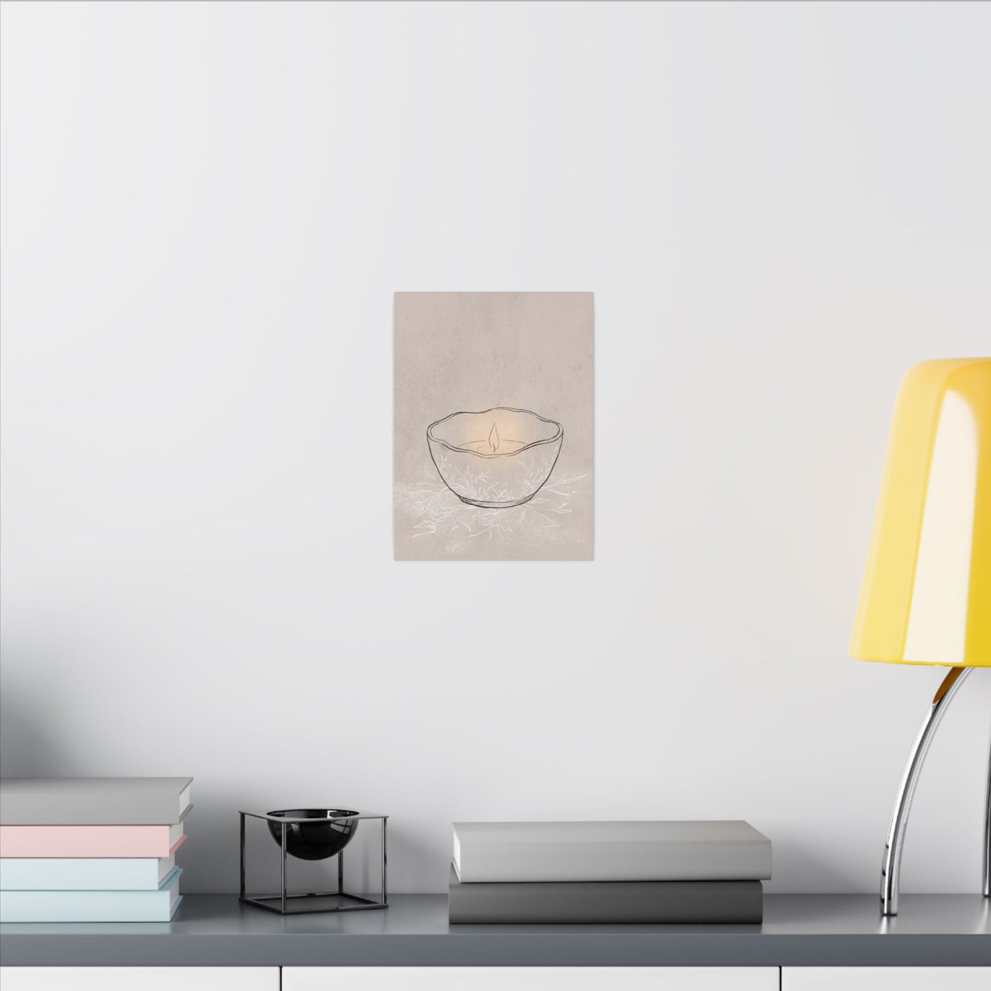 Ceramic Bowl Minimal Line Canvas Art | Neutral Japandi Art